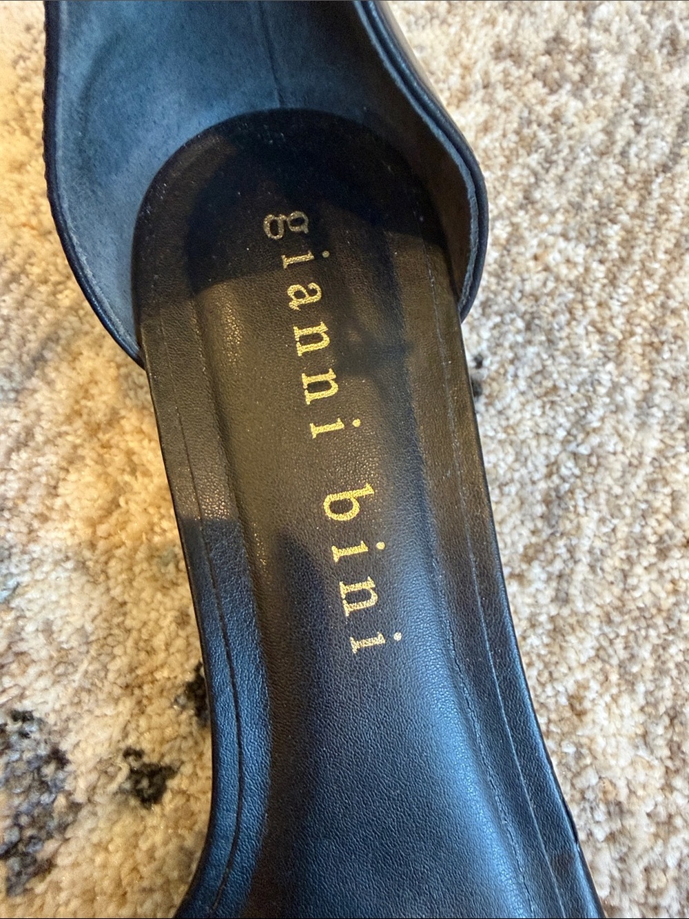 Gianni Bini Black Strappy Studded Kitten Heeled Sandals - Picture 2 of 10